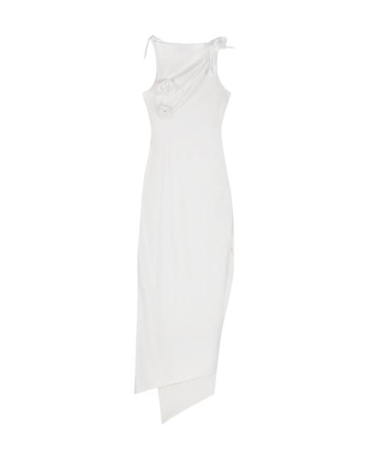 Coperni White Flower-Detailed Sleeveless Midi Dress