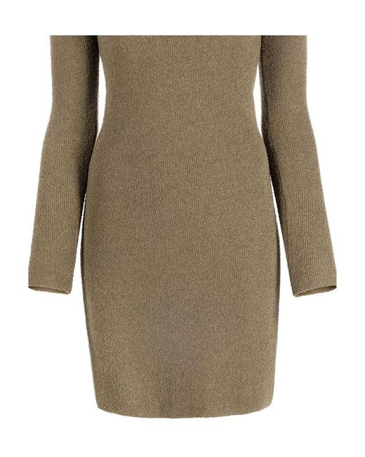 Nanushka Green Leah Square-Neck Slim-Cut Knitted Dress