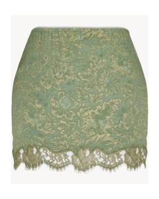 Saint Laurent Green Baroque Lace Mini Skirt