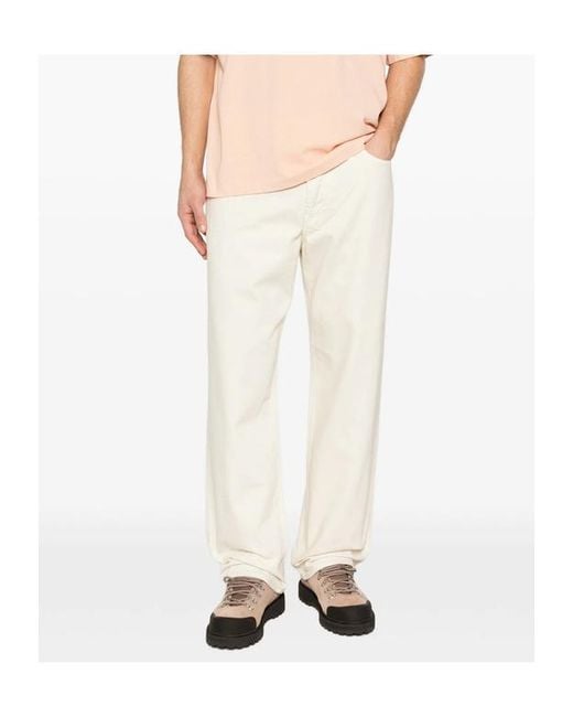 Stone Island White Logo Patch Straight-Leg Pants for men