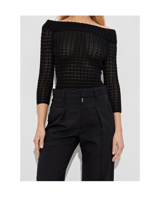 Isabel Marant Black Off-Shoulder Knitted Top