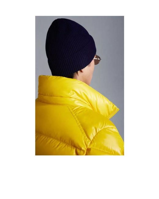 Moncler Blue Logo Patch Ribbed-Knit Beanie for men