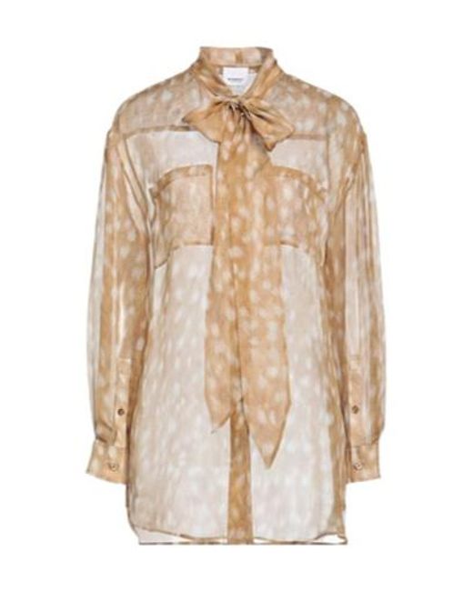 Burberry Natural Patterned Shirts Blouses