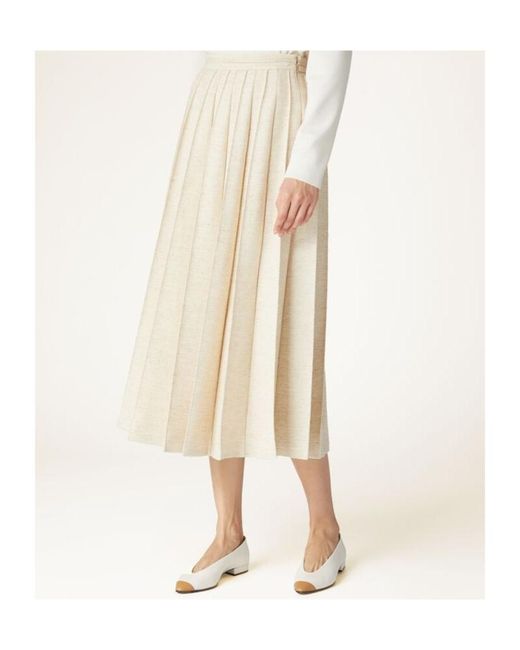 Loro Piana Natural Pleated Midi Skirt