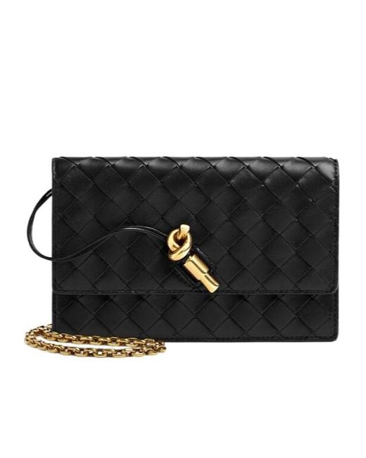 Bottega Veneta Black Andiamo Wallet On Chain