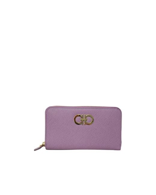 Ferragamo Purple Logo Details Wallet