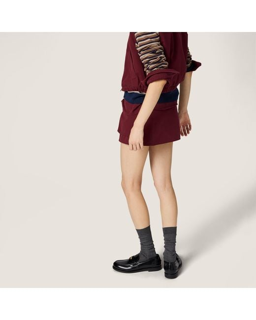 Miu Miu Red Washed Poplin Mini Skirt