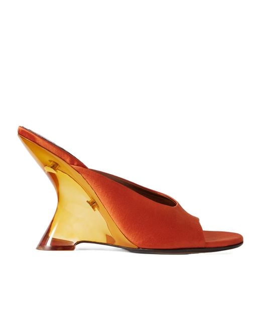 Dries Van Noten Orange Sculpted Heel Mules