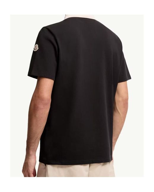 Moncler Black Logo-Embroidered Piqué Cotton Polo Shirt for men