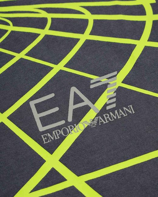EA7 Green Logo Printed Round Collar T-Shirt for men