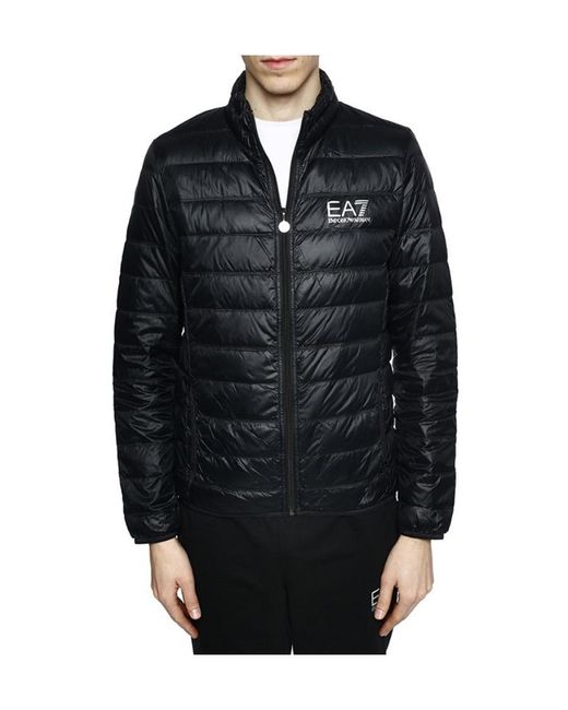 EA7 Blue Logo Printed Zipped Puffer Jacket for men