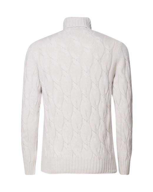 Giuliano Galiano White Braided High-Collar Knitwear for men