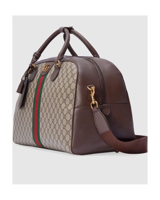 Gucci Brown Gg Supreme Web Band Duffle Bag for men
