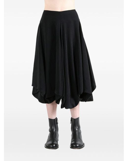 Yohji Yamamoto Black Draped Asymmetric Skirt
