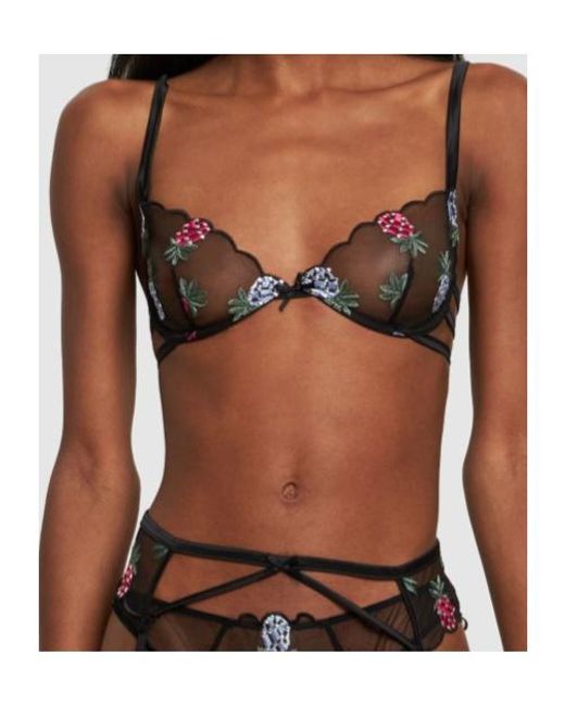 Fleur du Mal Black Bondage Pineapple Suspender Belt