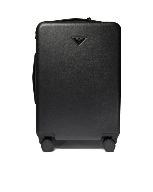 Prada Black Triangle-Logo Zipped Suitcase for men