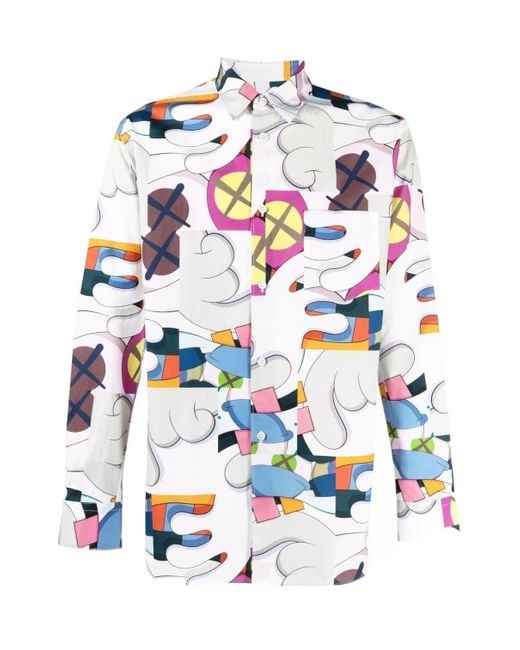 Comme des Garçons White Cartoon-Print Long-Sleeved Shirt for men