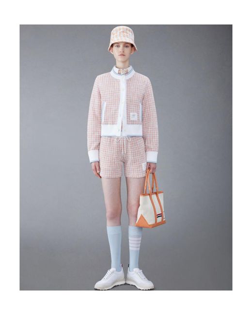 Thom Browne Pink Checked Tweed Drawstring Shorts