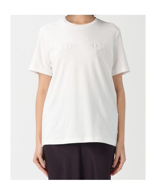 Elisabetta Franchi White Loose Fit Crewneck T-Shirt