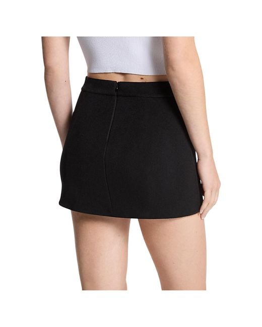 Michael Kors Black Panelled Wool Mini Skirt