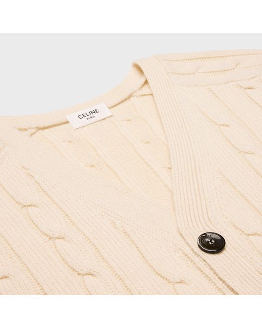 Céline Natural Cable-Knit Triomphe Cardigan for men