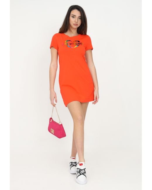 Moschino Orange Logo Details T-Shirt Dress