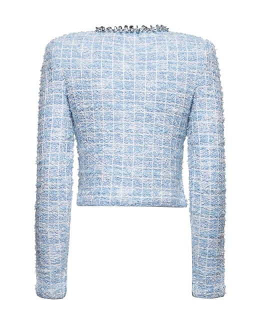 Self-Portrait Blue Cropped Tweed Blazer