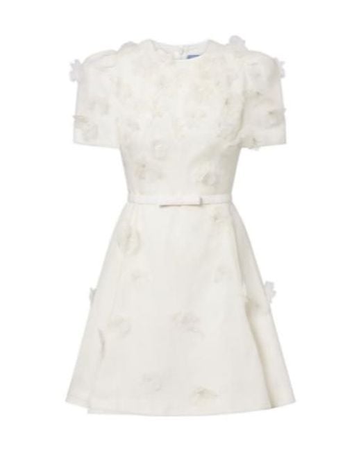 Leo White Elyse Floral-Appliqué Linen And Silk Minidress