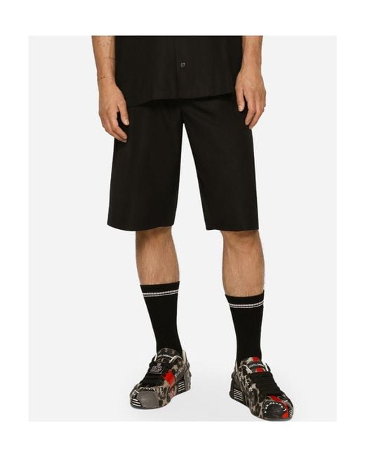 Dolce & Gabbana Black Knee-Length Drawstring Shorts for men