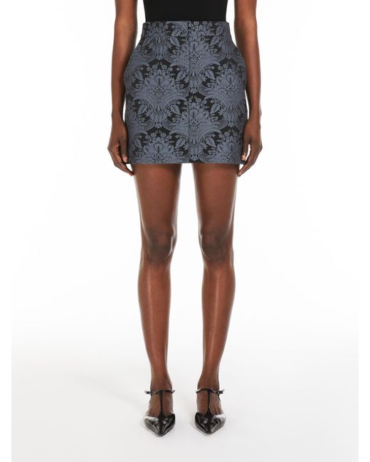 Max Mara Blue Technical Wool Jacquard Miniskirt
