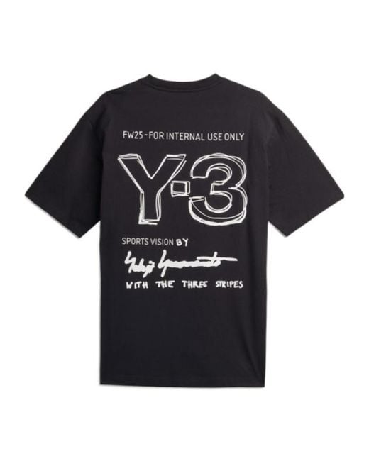 Y-3 Black Logo Printed Short Sleeved T-Shirt for men