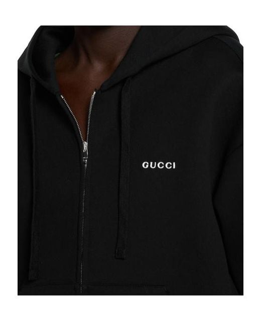 Gucci Black Logo Detailed Zip-Up Sweatshirt