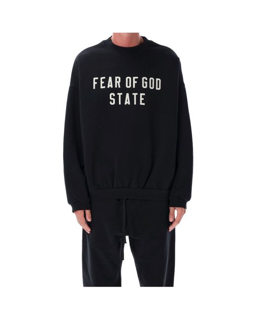 Fear Of God Blue Logo Printed Crewneck Sweatshirt for men