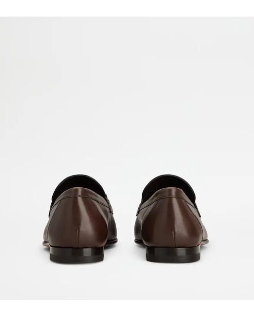 Tod's Brown Strap Leather Loafers for men
