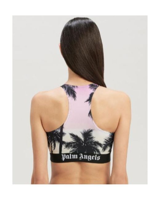 Palm Angels Black Sunset Printed Sport Top