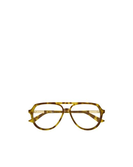 Chloé Metallic Chloé Eyewear Pilot Frame Glasses