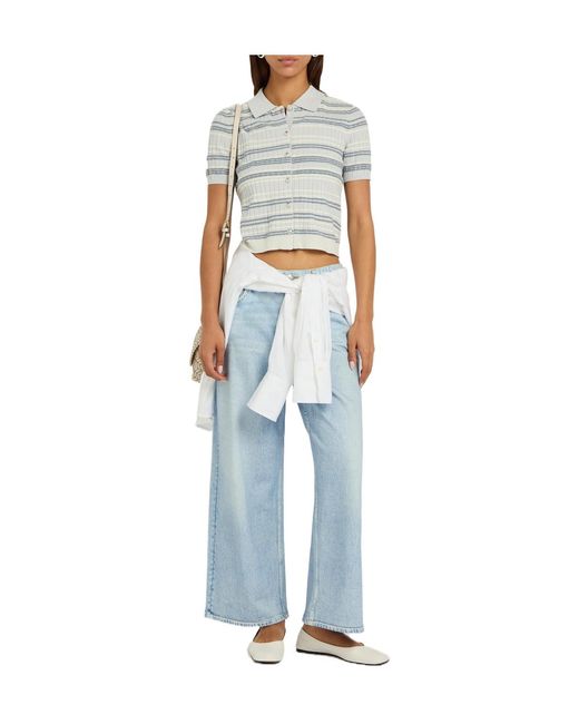 Rag & Bone Blue Striped Cotton-Blend Cardigan