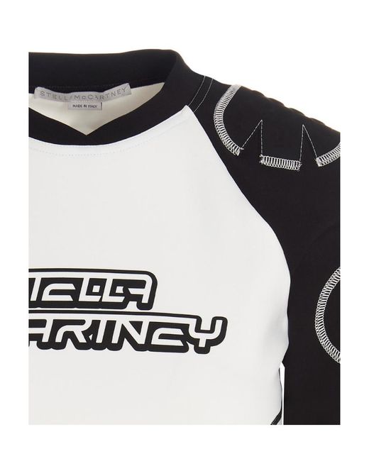 Stella McCartney Black Logo Printed Cropped T-Shirt