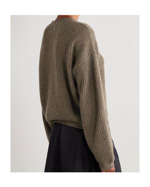 LeKasha Green Palermo Ribbed Organic Cashmere Sweater