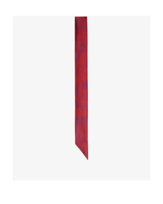Burberry Red Rose-Print Silk Scarf for men