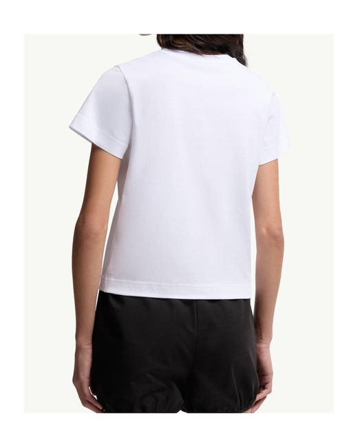 Moncler White Logo Embroidered Crewneck T-Shirt