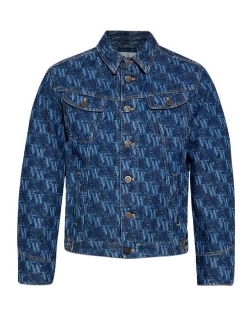 Vivienne Westwood Blue Allover Logo Denim Jacket for men
