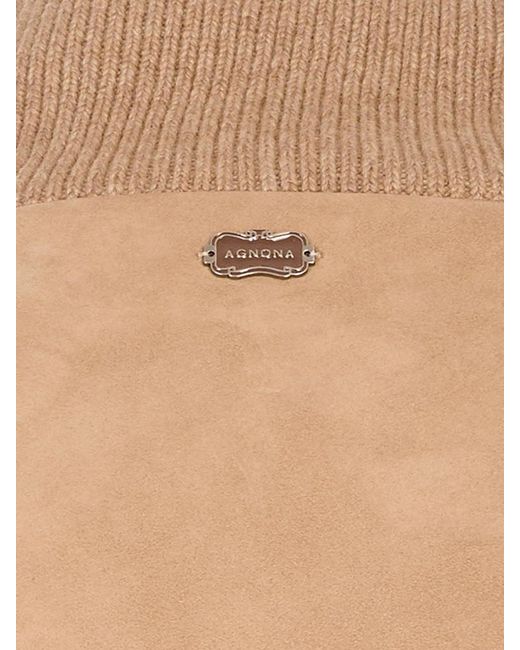 Agnona Natural Long-Sleeve Panelled Jacket With A Stand Collar for men