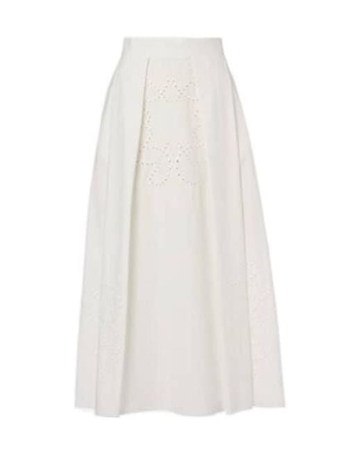 Elie Saab White Cotton Midi Skirt