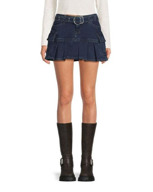 True Religion Blue Belt-Loop Skirt