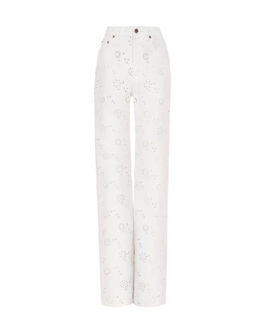 Chloé White Cut-Out Wide-Leg Jeans