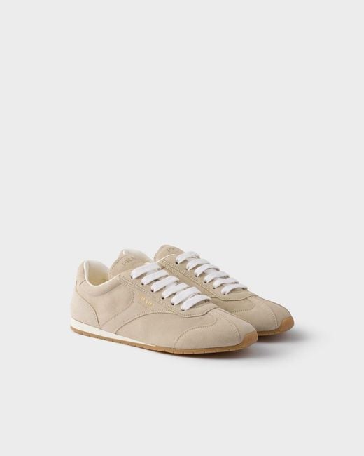 Prada Gray Round-Toe Lace-Up Sneakers