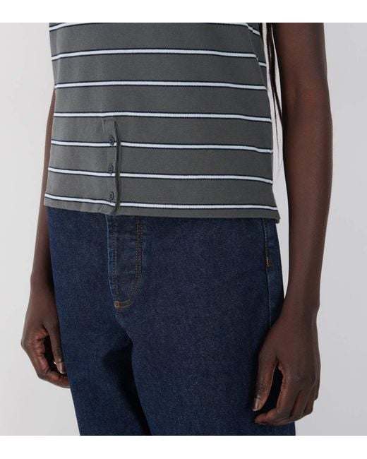 Paloma Wool Blue Striped Short-Sleeved Polo Shirt