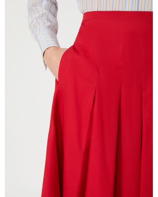 Max Mara Red Studio Mstvolume Pleated Midi Skirt