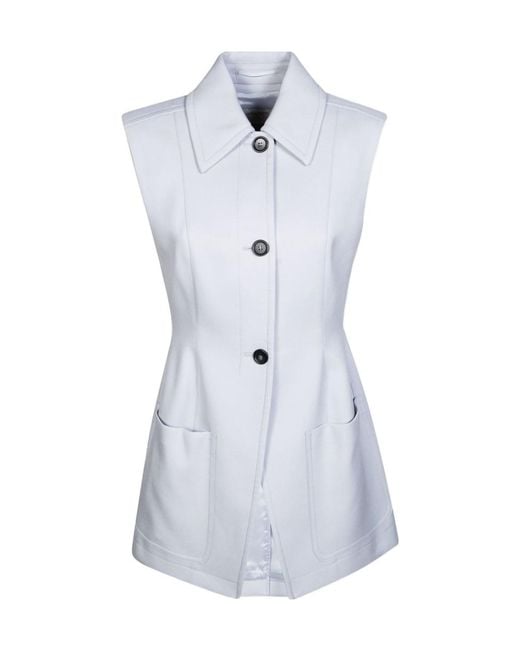 Sportmax Blue Gabarra Sleeveless Gabardine Blazer